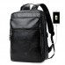 Men's Backpack Schoolbag PU Leather Large Capacity Computer Bag for Leisure Travel