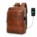 Men's Backpack Schoolbag PU Leather Large Capacity Computer Bag for Leisure Travel