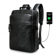 Men's Backpack Schoolbag PU Leather Large Capacity Computer Bag for Leisure Travel