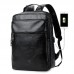 PU Leather Backpack Leisure Travel Schoolbag Large Capacity Computer Bag with USB Cable Outlet