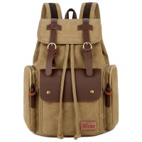 Men Canvas Shoulder Bag Computer Backpack Vintage Crazy Horse Leather Man Bag Backpack