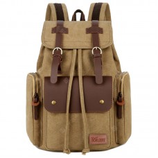 Men Canvas Shoulder Bag Computer Backpack Vintage Crazy Horse Leather Man Bag Backpack