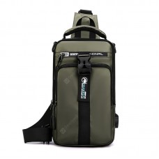 Men Backpack Fashion Casual Chest Pack Multifunction USB Charging Messenger Bag