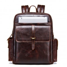 Retro Crazy Horse Leather Men's Backpack