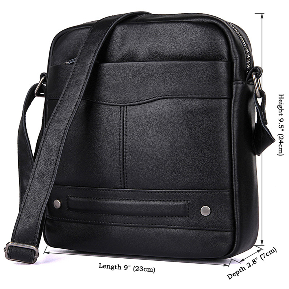 1022A Leather Men's Fashion Leather Men's Messenger Bag- Jet Black 1pc