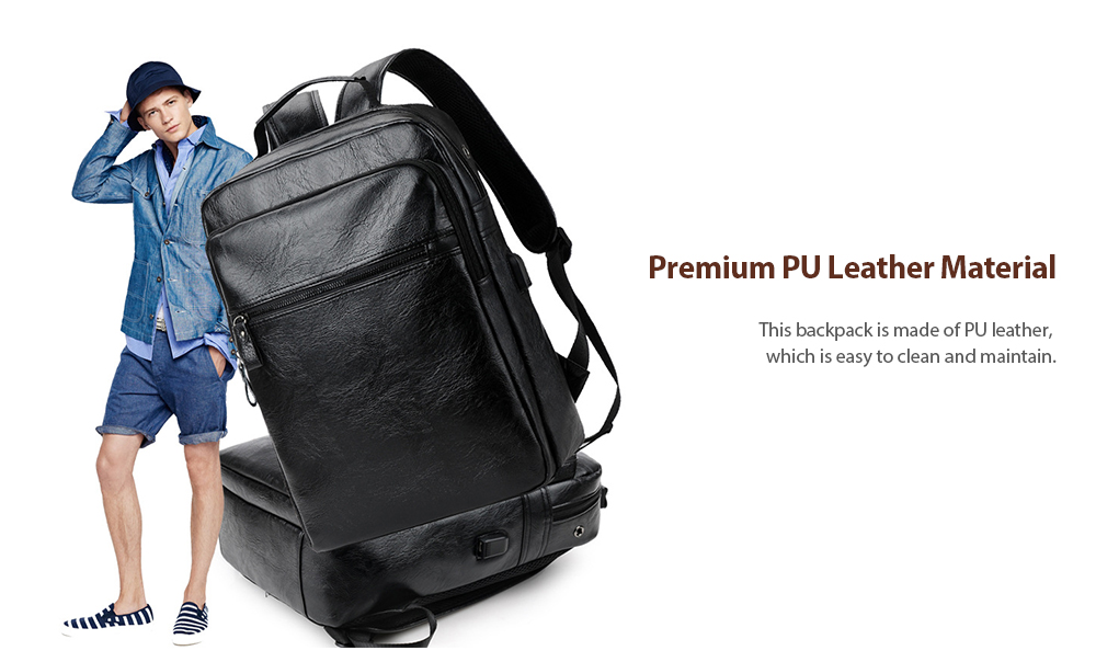 Men's PU Leather Backpack  Fabric