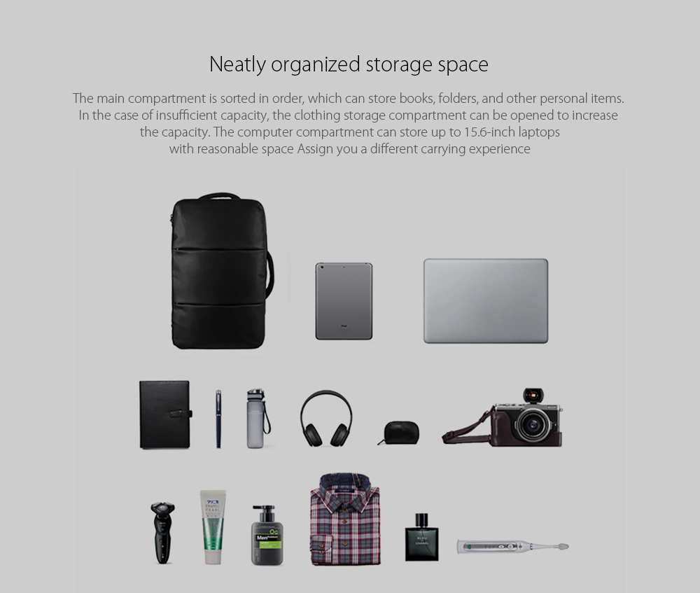 Backpack Wear-resistant Breathable Shoulder Bag Neatly organized storage space