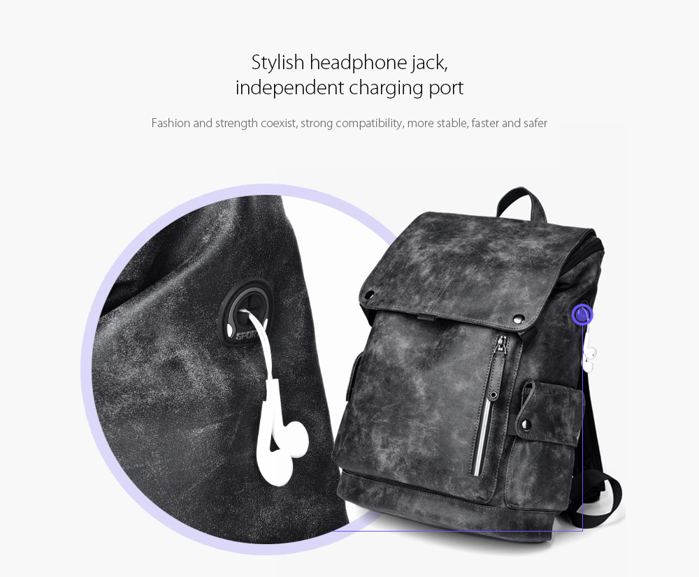 Korean Men's Doubles Shoulder Bag Stylish headphone jack, independent charging port