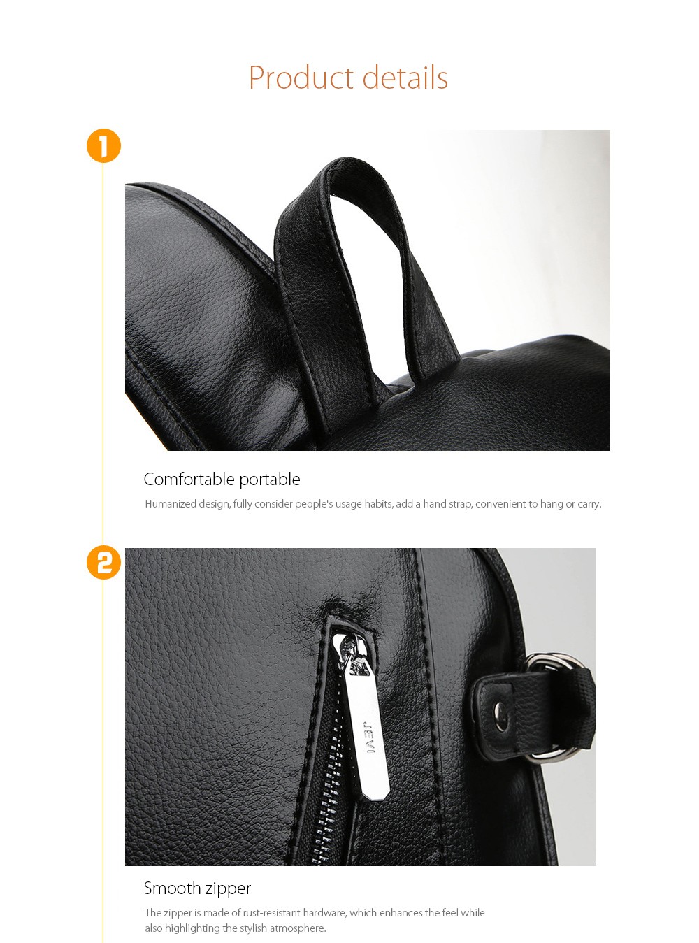Men's Korean Fashion Leather Backpack details