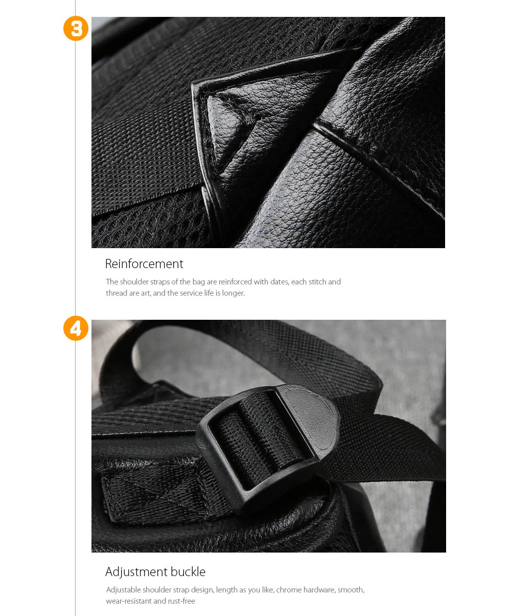 Men's Korean Fashion Leather Backpack details