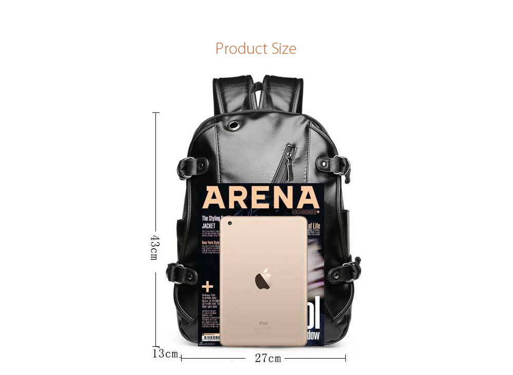 Men's Korean Fashion Leather Backpack size