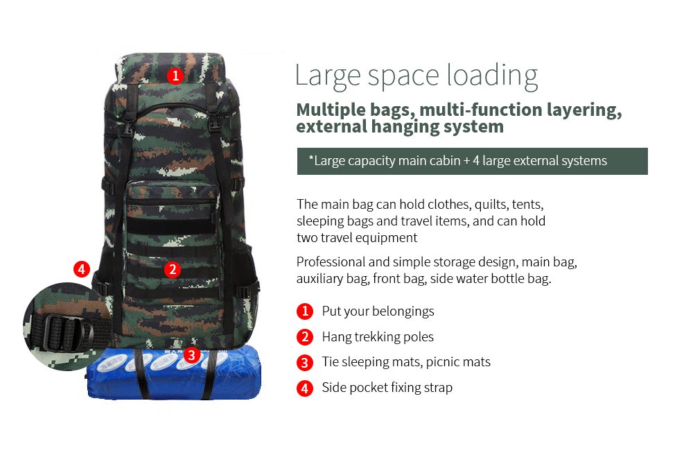 Large-capacity Outdoor Backpack Large space loading