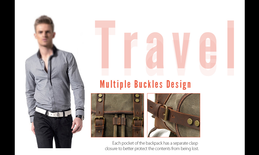 Leisure Travel Backpack Buckles Design